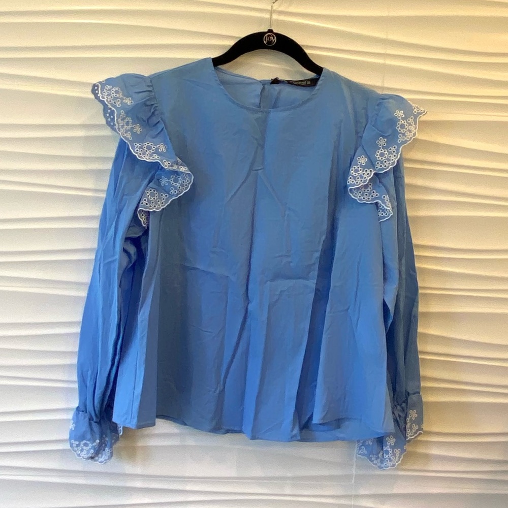 NWT Zara cotton embroidered eyelet blouse - Picture 9 of 13